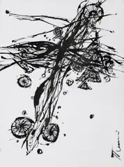 9-4-3, from the Positions of Power series by Nadir Tharani, 2014, Indian ink on paper, sold Nov 2025