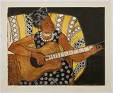 Kiure Francis Msangi, Soul Sister, 1974, edition 34/75, inscribed with the title, Colour woodcut on paper