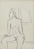 Geoffrey Mukasa, Untitled (Seated Nude), 1992, Pen on paper