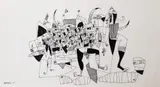 Donald Wasswa, Untitled (Abstract Figures), 2017, Pen on paper