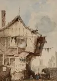 George Henry Downing, Lamb Row, Chester, Pen, ink and wash
