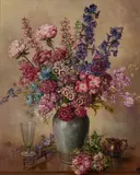 Albert Edward Jackson, Still Life Of Flowers In A Vase, Oil on board