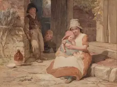 Frederick Goodall, Peasant Children, 1852, Watercolour