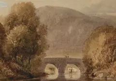 David Cox Senior, River Landscape With Bridge And Cattle, Watercolour