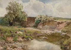 Edward Davies, A Stream In The Midlands And Stoneywell, Near Markfield, A Pair, Watercolour