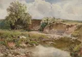 Edward Davies, A Stream In The Midlands And Stoneywell, Near Markfield, A Pair, Watercolour