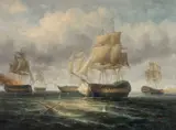 James Hardy, A Naval Battle, Oil on board