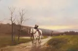 John Henry Boel, Boy On A Cart Horse In A Landscape, 1907, Oil on canvas