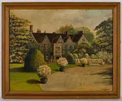 E.f Leavesley, The Peacock Hotel, Rowlsley, Derbyshire, 1962, Oil on board