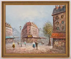 Caroline C. Burnett, Paris Street Scene, Oil on canvas board