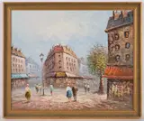 Caroline C. Burnett, Paris Street Scene, Oil on canvas board