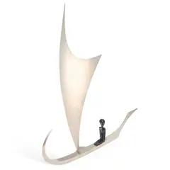 Karl Hagenauer, A Figure On A Boat, Designed 1950S, brass and patinated metal