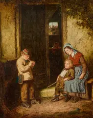 At The Cottage Door by Mark William Langlois, Oil on canvas, sold Oct 2025
