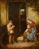 Mark William Langlois, At The Cottage Door, Oil on canvas