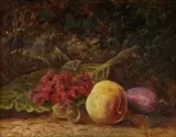 George Clare, Still Life Of Fruit, Oil on card/ board