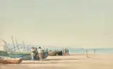 Martin Hardie, Waiting By The Boats, Watercolour
