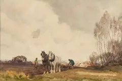 Ernest George Beach, Tilling The Soil, Watercolour