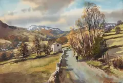 Ernest Charles Simpson, A March Day In Swaledale, Watercolour