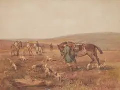 John Atkinson, The Hunt At Rest, Watercolour