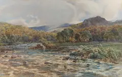 River Landscape by Alfred de Breanski Senior, 1880, Watercolour, sold Oct 2025