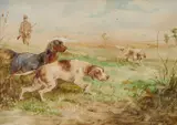 Arthur Alfred Davis, Hounds On A Shoot, Watercolour