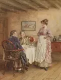George Goodwin Kilburne, The Maid Of The Inn, Watercolour