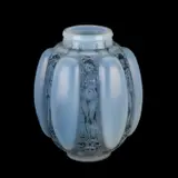 René Lalique (French, 1860-1945), A 'Six Figurines Et Masques' Vase Designed 1913 by René Lalique, glass, etched R Lalique France and, sold Sep 2025