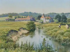 Mervyn Goode, Sussex Farmhouse Near The River Arun, Oil on canvas