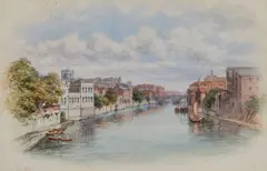 George Fall, A Pair Of Views Of York From The River, Watercolour