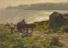 Arthur A. Friedenson, Horse, Cart And Figures On A Coastal Track, Oil on canvas