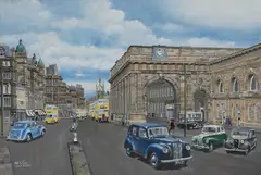 Arthur Gills, Newcastle Station, Gouache