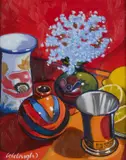 Frank Colclough, Forget-Me-Nots Study, Oil on board