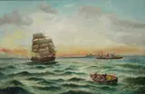 Bernard Benedict Hemy, Shipping Off Tynemouth, Oil on canvas