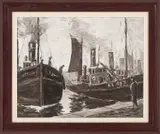 C. Jack, Four Oils Including Fishing Boats And Figures, Oil on board