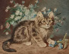 John Wilson Hepple, Playfull Kitten, Watercolour