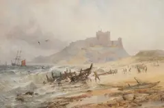 Thomas Bush Hardy, Bamburgh Castle, 1870, Watercolour