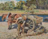 Ralph Hedley Rba Staithes Group, Collecting Gravel, 1902, Oil on board