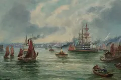 Bernard Benedict Hemy, Busy Tyne, Oil on canvas