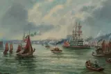 Bernard Benedict Hemy, Busy Tyne, Oil on canvas