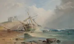 Samuel Philips Jackson, Shipwreck, Bamburgh, 1858, Watercolour