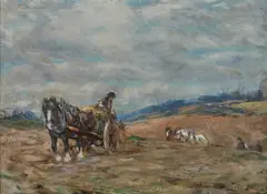 George Smith, Harvesting, Oil on board