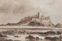 Anthony Graham, Bamburgh Castle From Stay Rock, 1894, Oil on board