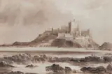 Anthony Graham, Bamburgh Castle From Stay Rock, 1894, Oil on board