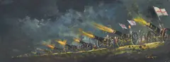 Cavan Corrigan, Six Large Battle Scenes, Oil on board Unframed