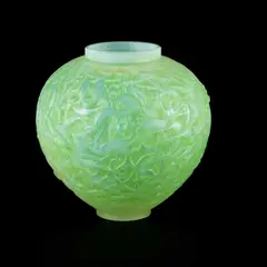 René Lalique, René Lalique (French, 1860-1945), A 'Gui' Vase Designed 1920, glass with green staining, stencilled R