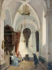 Vincent Stoltenberg Lerche, Kirkeinteriør, 1867, Olje på lerret