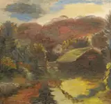 Johannes Rian, Landskap med tømmerhytte