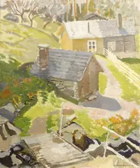 Charles W. Strøm, Vårmorgen Kjøtta Flatdal, 1944, Olje på lerret