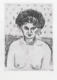 Edvard Munch, Bordellpike, Radering trykket i svart på tykt gulhvitt papir