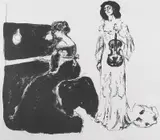 Edvard Munch, Fiolinkonserten, Litografi trykket i svart på middels tynt gulhvitt